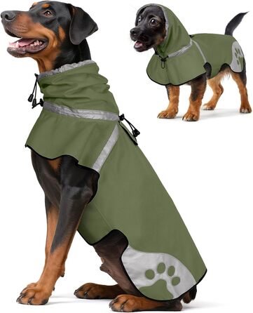 Водонепроникний дощовик для собак, дощова куртка з відбивачем, XL, армійсько-зелений