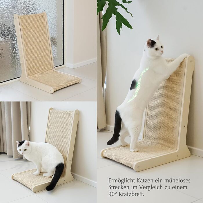 Кігтеточка Petkaray 105° з сизалю для котів, L-подібна, стабільна з котом'ятою