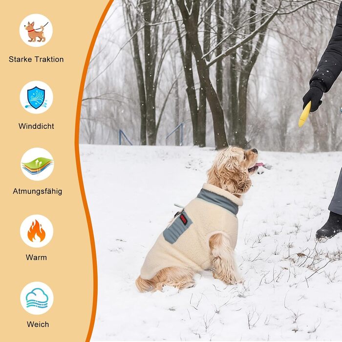 Зимовий одяг для собак: тепла куртка з флісовою підкладкою, вітронепроникна куртка для собак маленьких та середніх порід, жилет для собак з кільцем D для прогулянок на вулиці, зелено-бежевий колір, розмір XL