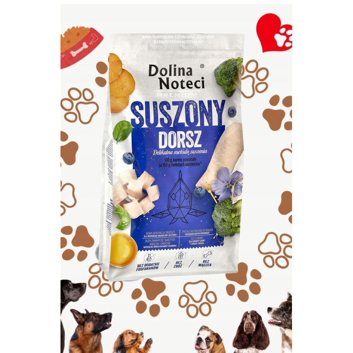 Преміум корм для собак Dolina Noteci з тріскою, 9 кг
