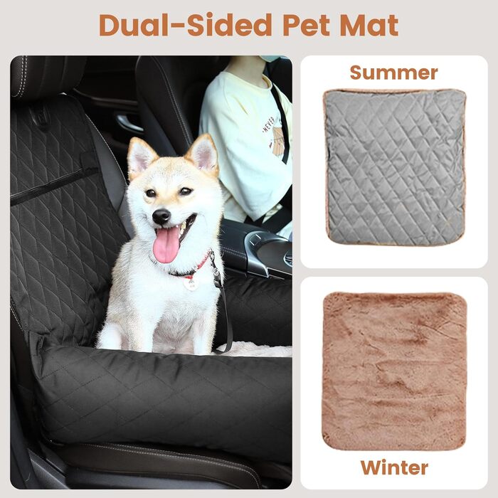 Крісло-підвищувач для собак у машину 2-в-1 з підкладкою та ременем безпеки (Чорний, M)