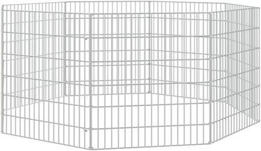 Клітка для кроликів vidaXL, 8 панелей, 54x60 см, оцинкована сталь, вольєр для домашніх тварин