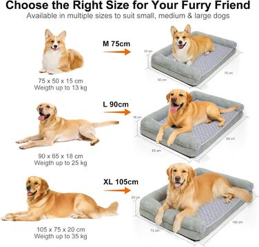 Ортопедичне ліжко для собак 90x65x18 см, сірого кольору - зручне собаче ліжко з бортиками, м'який дизайн з рожевими квітами, знімний та пральний чохол, неслизьке та водонепроникне покриття, підходить для собак середніх розмірів (L 90 x W 60 x H 18 см)