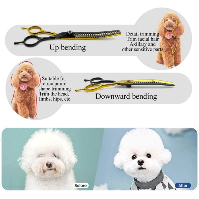 Професійна витончена кусачка для собак 7.5 дюймів з японської сталі 440C, для тонкої обрізки шерсті, зменшує товщину на 20-70%