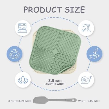 Килимок для собак з присосками, 2 шт. - повільне годування, зменшення тривоги та нудьги, ідеально для дресирування, 21.6 x 21.6 см