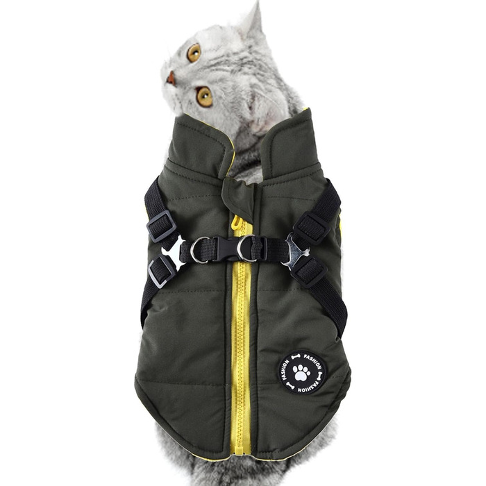 Зручна та водонепроникна куртка для собак, двостороння, вітрозахисна, зелена, XS