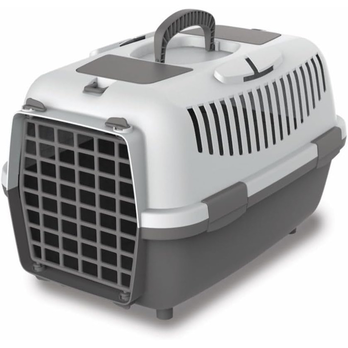 Номаде 3 - переноска для собак та котів, 60x40x38 см, до 12 кг, міцний поліпропілен, сірий колір