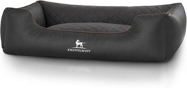 Ортопедичне собаче ліжко Knuffelwuff Madison з чорного штучної шкіри XXL 120 x 85 см - знімний чохол - легко мити - для великих, середніх та маленьких собак, розмір 120 x 85 x 25 см