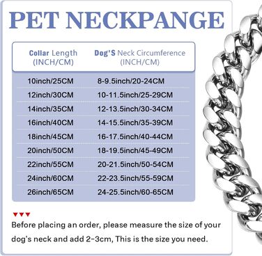 Сріблясте собаче намисто 15 мм з кулоном, нашийник для собак, ланцюжок з нержавіючої сталі з кубинськими ланками, міцний, не гризучий нашийник для собак маленьких та середніх порід (25 см)