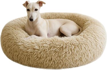 М'яке ліжко для собак знімний чохол 80 см - Ручна робота, пухнасте ліжко для собак, подушка для собак пухнаста - ліжко для котів, машинне прання - кругле ліжко для котів Бежеве 80 см Бежевий