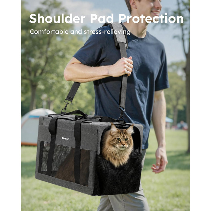 Переносна переносна сумка для котів Pecute Katzentasche, XL, 47x33x30 см, сіра