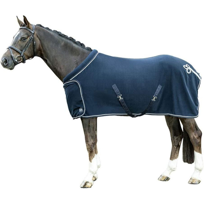 Флісова стібленяча попона HKM 7224 з коміром для коней, стійлова та вигульна ковдра (165 см, темно-червона)