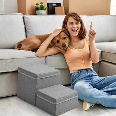 Сходинки для собак маленьких порід, складані. Сходи для котів з ящиками для зберігання. Сходи для домашніх тварин на диван та ліжко (2 сходинки)