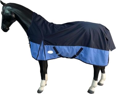 Зимова кінська попона eQuitack, 600D, 50 г, водонепроникна, високий комір, багатобарвна, 165 см, синя