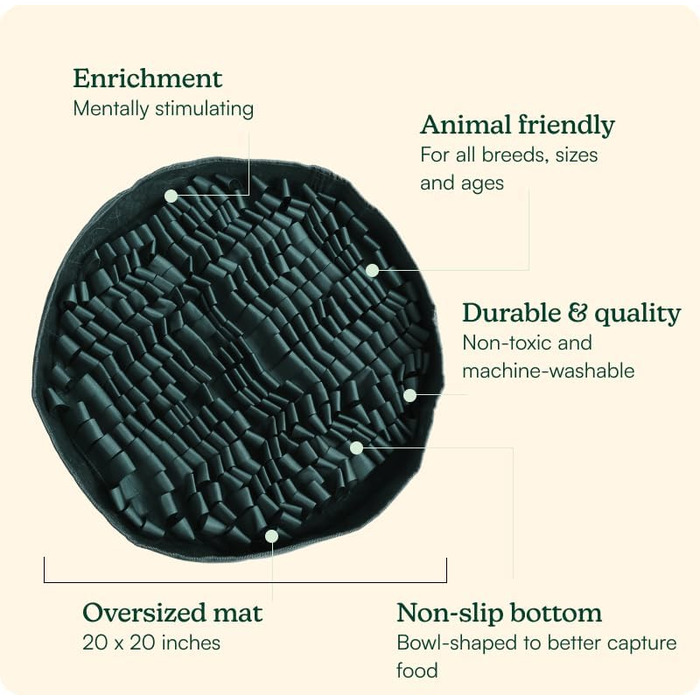 Килимок для годування собак Reggie, стимулює апетит, зменшує швидке поїдання, нудьгу та стрес, рекомендований ветеринарами, підходить для собак будь-якого віку, породи та розміру (колір: мисливсько-зелений)