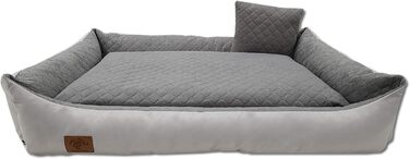 Ліжко для собак Odolplusz XXL - велике ліжко-софа для собак, м'яке собаче ліжко з подушкою | Знімний та пральний чохол [120x80 см, сірий] Сірий L 120 x W 90 x H 19 см
