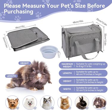 Транспортна сумка для кота/собаки, переносний рюкзак для тварин, сіра, до 6 кг