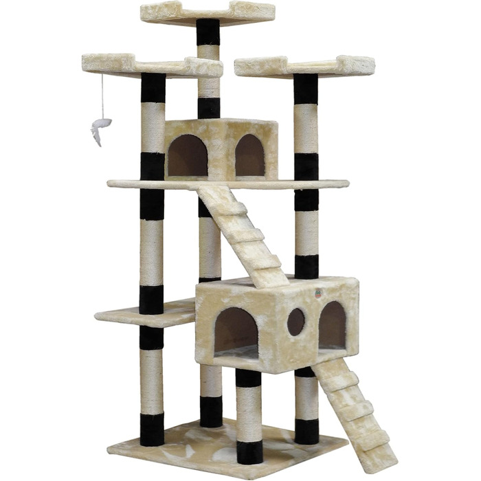 Дряпка для котів Go Pet Club, 84x56x183 см, бежево-чорна