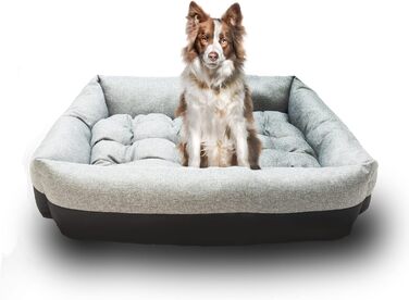 Лежанка для собак вологостійка 75x65x20 см сірого кольору - лежанка-кошик для маленьких та великих собак з неслизьким дном