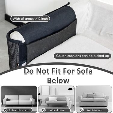 Захист дивану від кігтів котів NATUYA: меблевий захист, легко знімається, не пошкоджує диван (Чорний, Лівий)