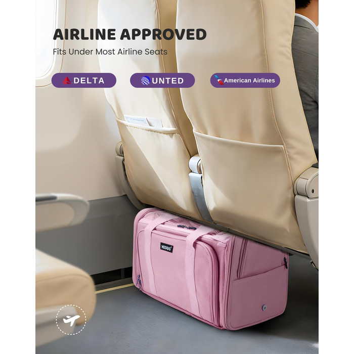 MIDOG Сумка-переноска для котів та маленьких собак, м'яка, TSA-сертифікована, для подорожей літаком, під сидіння, з розширеним простором, надійні застібки, оливковий/листяний колір