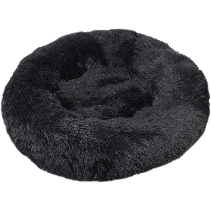 Кругле ліжко для собак та котів Chickw1, тепле м'яке ліжко-пончик, зручне та миється, нековзне, для маленьких, середніх та великих собак (120см, чорний)