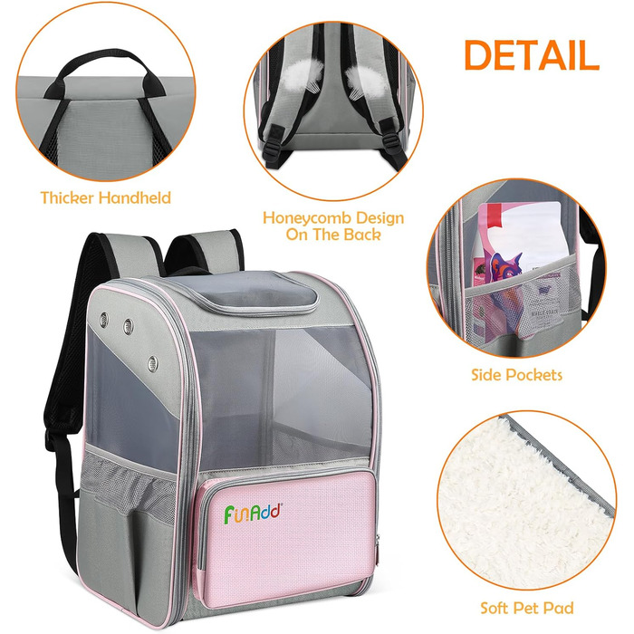 Рюкзак для тварин ALLSOPETS, складаний рюкзак-переноска для котів та маленьких собак, рожевий. Ідеально для подорожей, походів та кемпінгу. Знімний килимок.