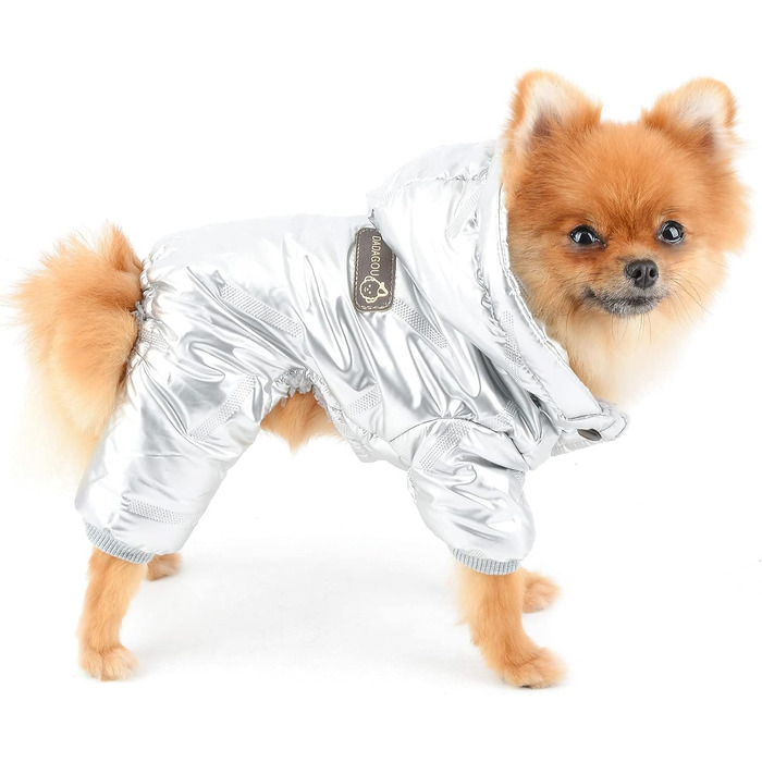 PAIDEFUL Зимовий теплий пуховик для собак - куртка з капюшоном для маленьких собак, чихуахуа, котів. Сріблястий колір, водонепроникний, для холодної погоди. Розміри S-XXL
