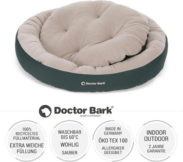 Зручне ліжко для собак Doctor Bark GreenLabel (S, 50x40 см, зелене) - м'яке, кругленьке гніздо з ворсистим подушками з флісу/бавовни
