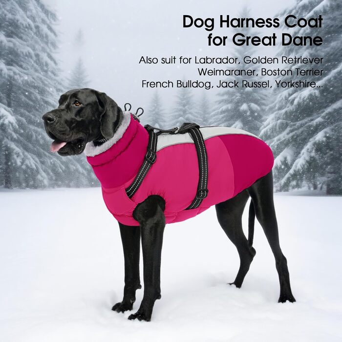 Теплий зимовий одяг для собак SUNFURA: водонепроникна куртка з інтегрованим шлейкою, фліс, для маленьких собак (Чихуахуа, Мальтезе), XS, рожевий