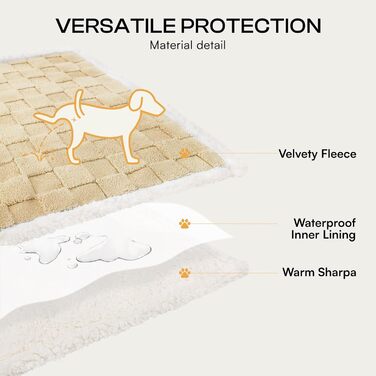 Водонепроникний коврик для собак Luciphia, великий розмір, Sherpa Fleece, двосторонній, захист ліжка та меблів, бежево-коричневий (85x57 дюймів)