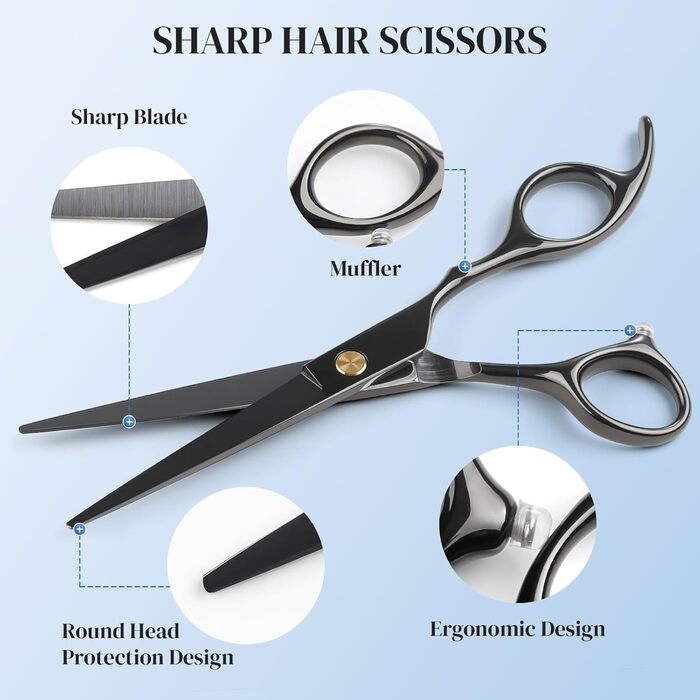 Професійний набір перукарських ножиць NEUTYPECHIC (11 шт.), з нагрудником. Набір для стрижки волосся з нержавіючої сталі, підходить для жінок, чоловіків, дітей та домашніх тварин.