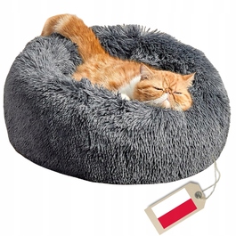 М'яке плюшеве ліжко для собак, сіре, 65 x 65 см