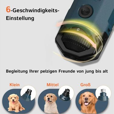 Шліфувальник для собачих нігтів Pawzyzie - безпечна та тиха технологія догляду за нігтями, 6 режимів, 2 LED-лампи, блакитний