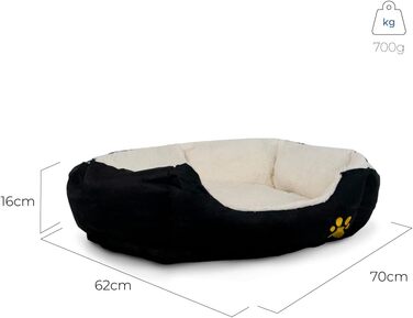 Mobiclinic® Pets Ліжко для собак і котів Pluto, європейський бренд, машинне прання, антиковзке дно, надм'яка тканина, зручно, різні розміри, чорний/білий