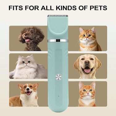 Набір для грумінгу собак 4-в-1: ножиці, тример, щітка, гребінець. Ідеально для догляду за шерстю цуценят та котів вдома. Зелений колір.