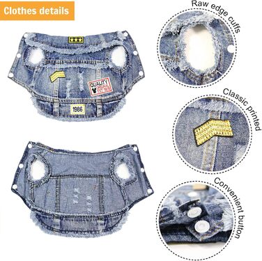 Комбінезон для собак та котів SILD Cool Vintag Washd Dnim, джинс, 6 стилів, XS-XXL