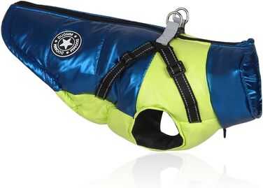 Водонепроникний собачий плащ, тепла зимова куртка для собак, жилет для собак з шлейкою, дощовик для собак, вітрозахисний, з відбивачами, теплий для маленьких, середніх та великих собак (синій, SI L синій)