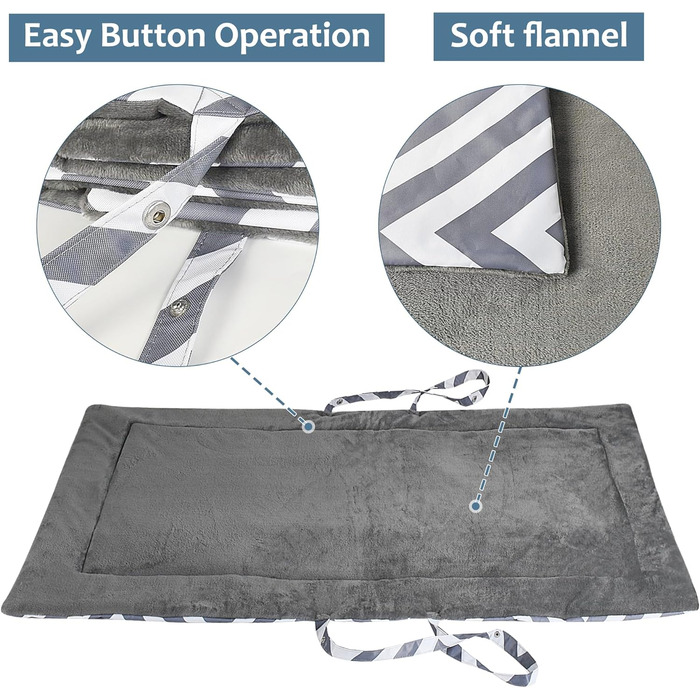 Водонепроникний килимок для котів та собак Kritter Planet, складаний, миючий, для відпочинку на природі, у подорожах та кемпінгу, з ручками, 80 x 60 см (сірий хвилястий, 127 x 70 см)