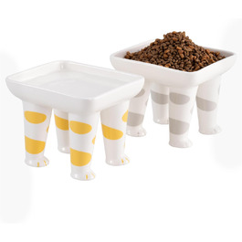 Набір мисок для котів Navaris 2 шт. - 400 мл - підняті миски для котів - станція годування - дизайн лапки