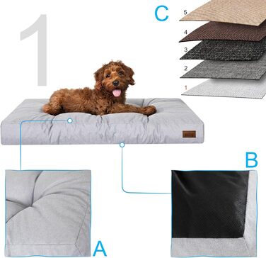 Крісло-ліжко для собак, прямокутне, 130 x 100 см, колір: сірий (пепельний)