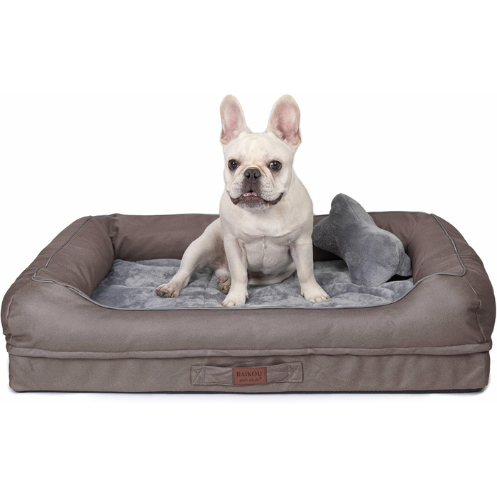 Лягушковий лежак для собак Raikou з знімним подушкою, м'який та пральний – місце для сну, подушка для собак, собаче ліжко, килимок для собак – високоякісне лежак для вашого вірного друга. (80 * 60 * 7 см), Колір: Коричневий