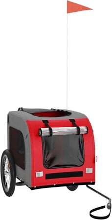 Фahrрадінний причіп для собак Червоний та Сірий, Oxford-Gewebe та Ізоточне залізо, Модель 93831