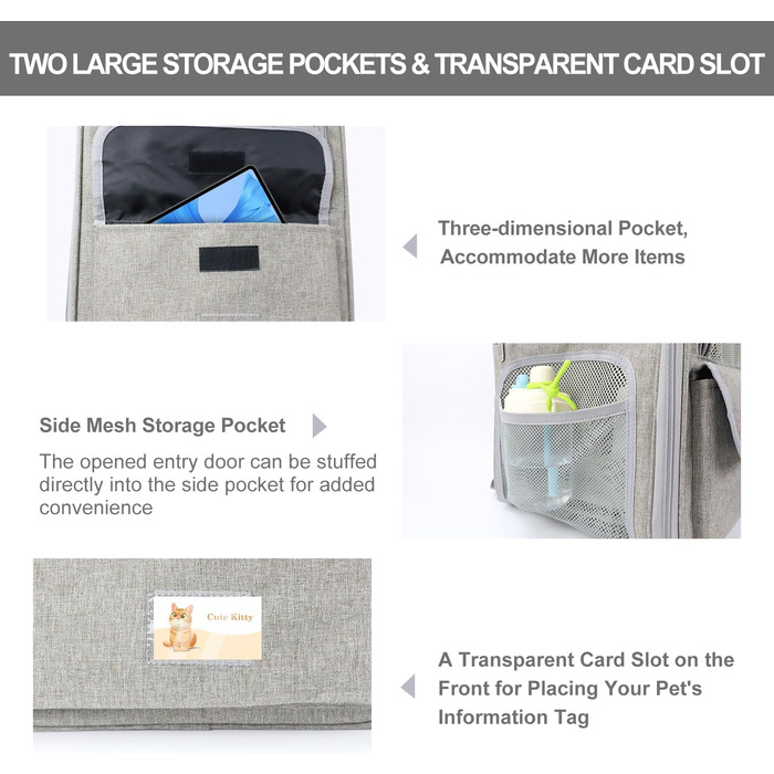 Рюкзак-переноска для котів та собак, дихаючий, сірий | Qlfyuu