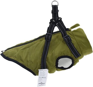 Водонепроникний дощовик для собак від vidaXL з шлейкою, дощовик для собак, теплий дощовик для цуценят, армійний зелений (l24)