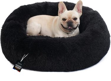 Крісло-лежанка для собак, пухнасте, Donut, знімний чохол, діаметр 95 см (80x80x21 см), чорне