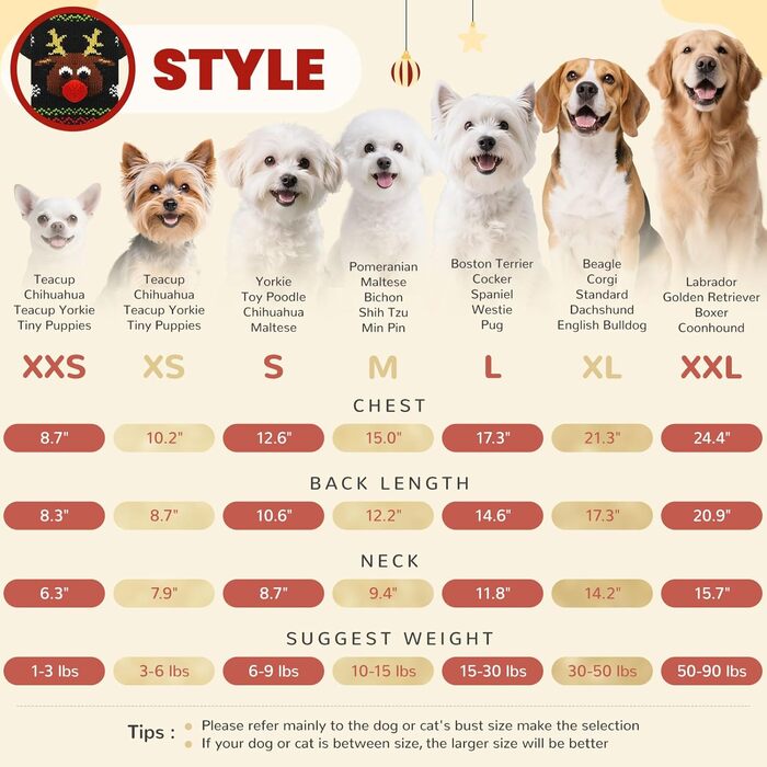 Пуловер для собак у стилі вінтаж, чорний олень, для дрібних, середніх та великих собак (XX-Large)