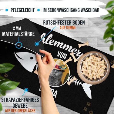 Персоналізована килимок для котячого годування з ім'ям та фото - Royal, 80 x 40 см, миючий, неслизький