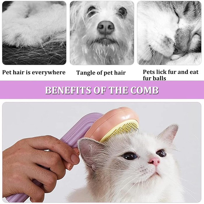 Щітка для собак та котів, видалення підшерстка, самоочисна слікер-щітка для короткої та довгої шерсті