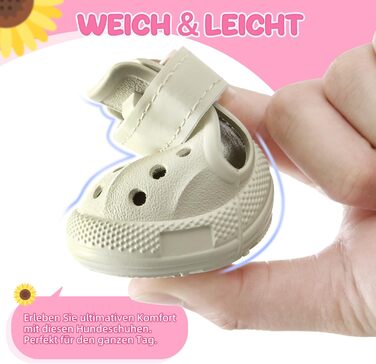 Чоботи для собак Eyein - захист лап, літо. Дихаючі, неслизькі собачі сандалії з регульованими світловідбиваючими смугами для маленьких, середніх та великих собак. Легко одягаються та знімаються (Розмір 6). Ширина 5.5 см (Розмір 3: Ширина 4.0 см, Білий)